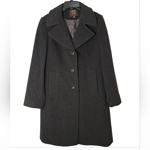 Anne Klein Wool Cashmere Coat | 10P Charcoal - Picture 1 of 16